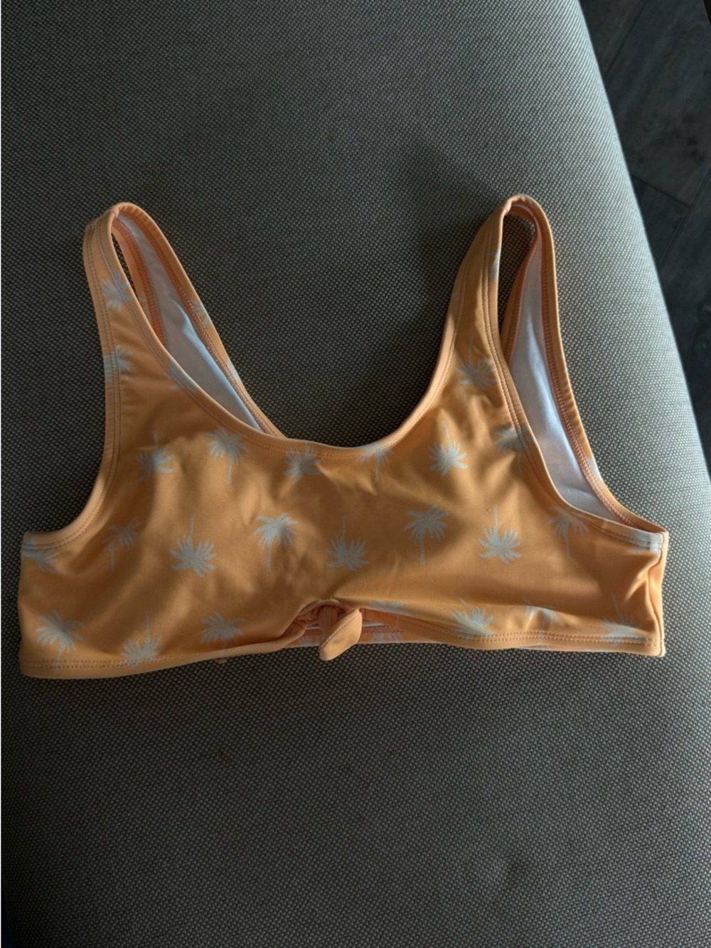 Orange Palm Print Bikini Top